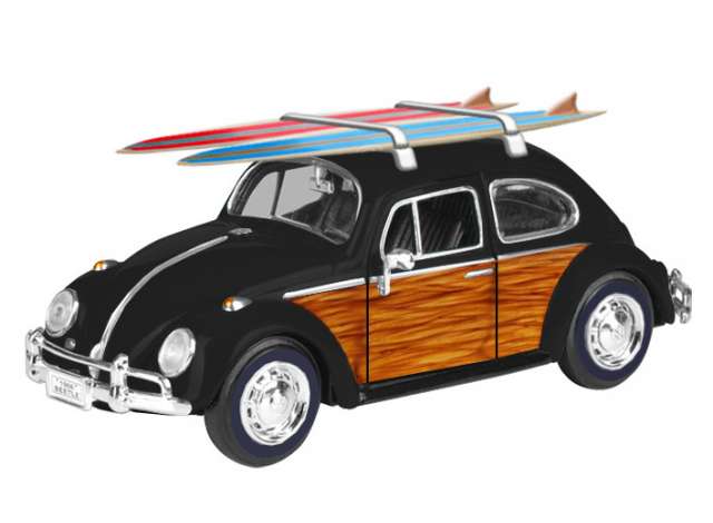 Volkswagen Kever Surfboard Zwart/Bruin - 1:24