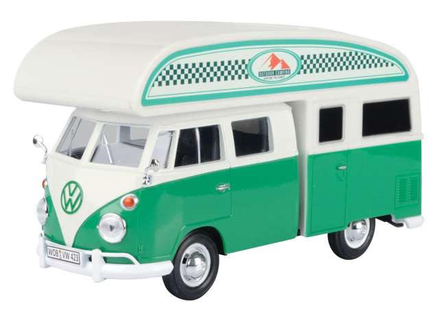 Volkswagen T1 Camper Van Wit/Groen - 1:24