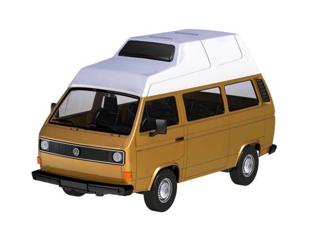 Volkswagen T3 Camper Van Bruin/Wit - 1:24