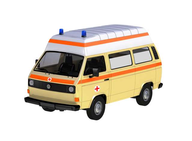 Volkswagen T3 High Roof Ambulance Geel/Wit - 1:24