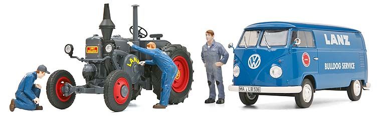 Lanz Bulldog met Volkswagen T1b Lanz Bulldog Service + 3 Figuren - 1:32