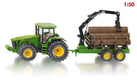 John Deere met Bosbouwaanhanger - 1:50