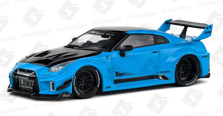 Nissan GT R35 Liberty Walk Silhouette 2019 Blauw - 1:43