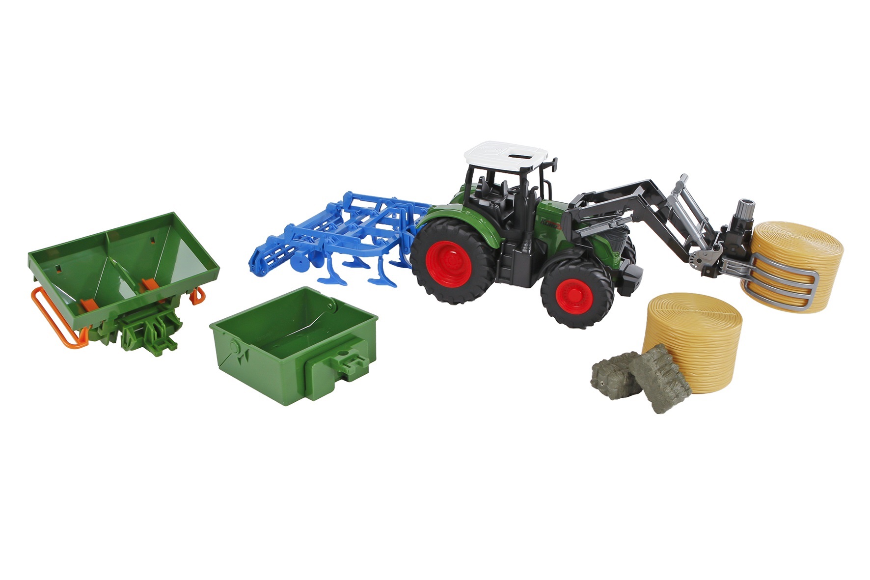 Kidsglobe Tractor met 8-Accessoires Groen - 30cm