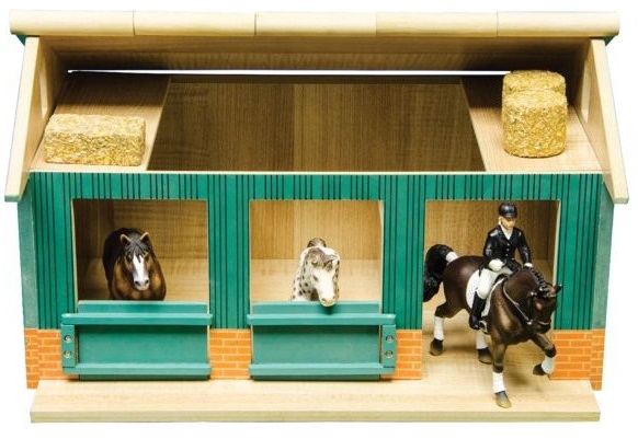 Paardenstal Hout met 2 boxen en Berging 44x32x25,8cm