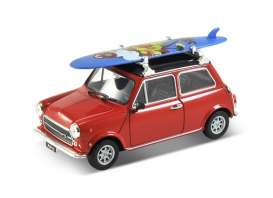 Mini Cooper 1300 met Surfplank Rood met zwart dak