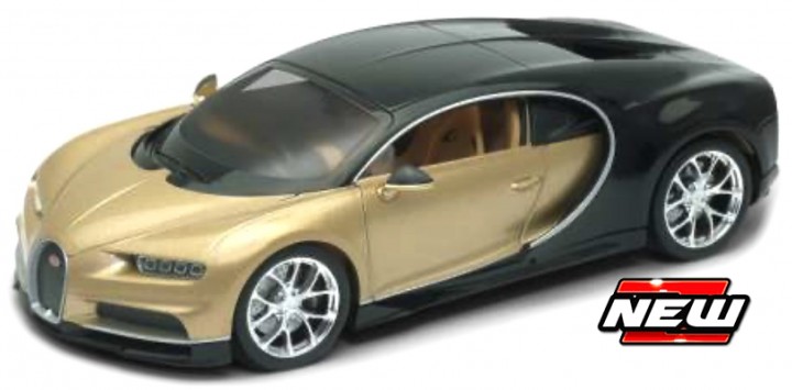 Bugatti Chiron 2017 Goud/Zwart - 1:24