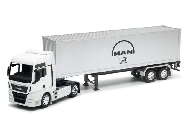 MAN TGX XXL Wit 4x2 met Trailer Zilver - 1:32