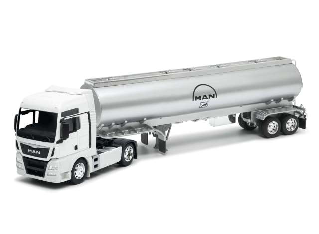 MAN TGX XXL Wit 4x2 met Tanktrailer Zilver - 1:32