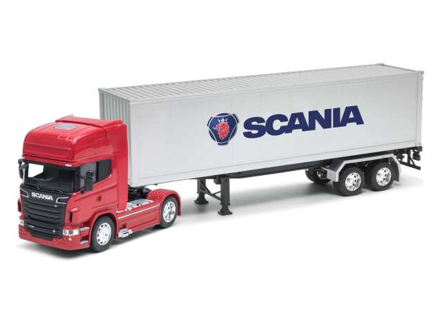 Scania R730 4x2 Rood met Trailer Zilver - 1:32