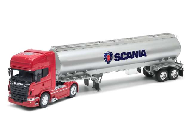 Scania R730 4x2 Rood met Tanktrailer Zilver - 1:32