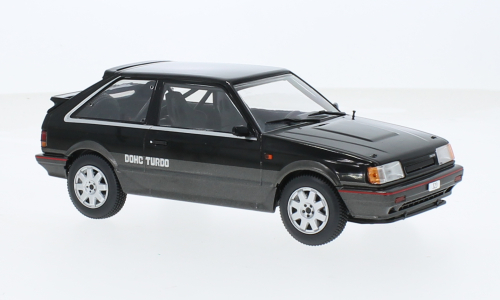 Mazda 323 4WD Turbo 1989 Zwart Metallic/Donkergrijs - 1:24