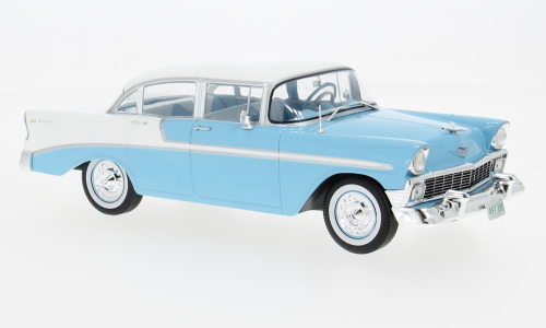 Chevrolet Bel Air 4-door Hardtop 1956 Lichtblauw/Wit - 1:24