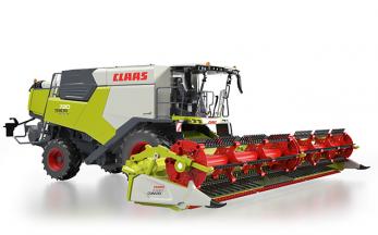 Claas Trion 720 Montana Convio 1080 met Transportwagen WIKING - 1:32