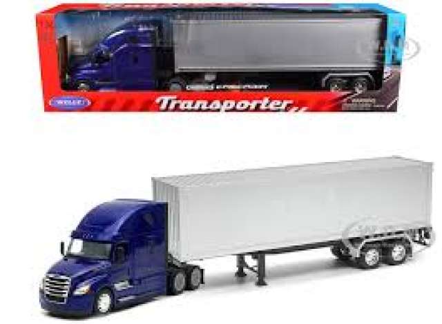 Freightliner Columbia Custom Blauw met Trailer Zilver - 1:32